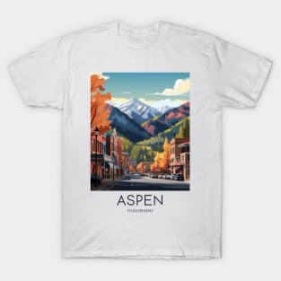 A Pop Art Travel Print of Aspen - Colorado - US T-Shirt